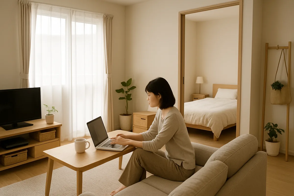 リビングと寝室を分けて使う一人暮らし向け1LDK一人暮らしの室内
